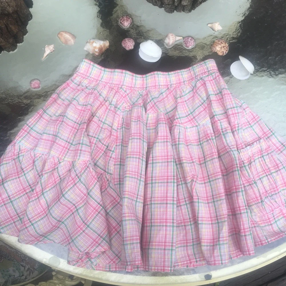 Country Road Girls Plaid Ruffle Praire Skirt Sz 10